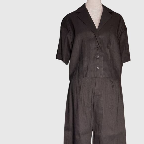 NWT Gianni Bini Designer 2 Piece Black Linen Wide Leg Pant Suit Size XS - Picture 1 of 14